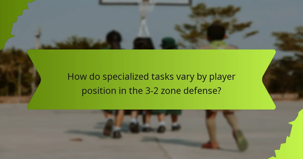 How do specialized tasks vary by player position in the 3-2 zone defense?