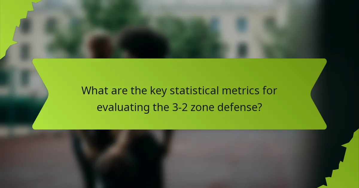 What are the key statistical metrics for evaluating the 3-2 zone defense?